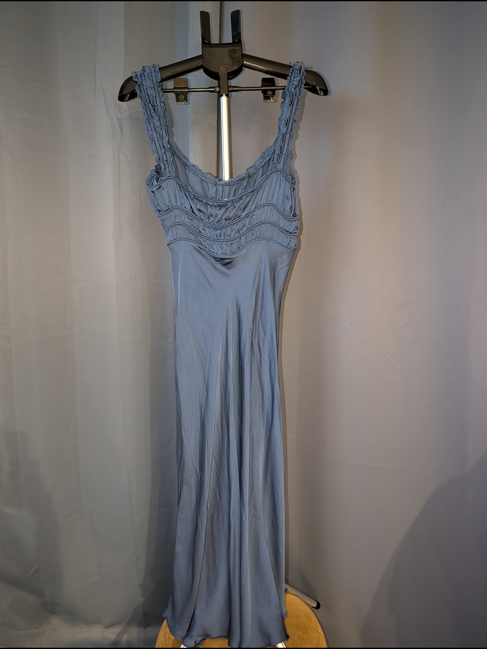 Elegant Light Blue Ruched Maxi Dress